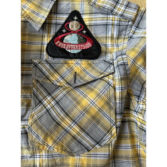 Vintage Cowboy Retro Plaid Shirt Throwback Western Button Down Patches Hipster M - Picture 12 of 13